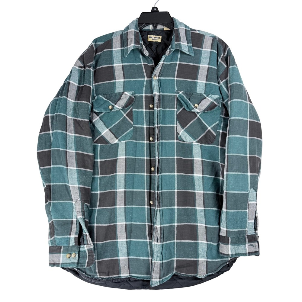 Northwest Blue Flannel Shirt Jacket Mens Medium Quilted Plaid Gorpcore Workwear